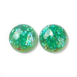Sea Green Resin Imitation Opal Cabochons, Flat Back Round, Sea Green, 8x2.5mm