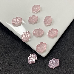Pink Transparent Czech Glass Beads, Auspicious Cloud, Pink, 13x9mm