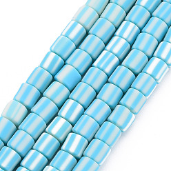 Deep Sky Blue Handmade Polymer Clay Bead Strands, Column, Deep Sky Blue, 5~7x6mm, Hole: 1.5~2mm, about 61~69pcs/strand, 15.74 inch
