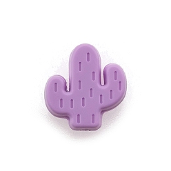 Medium Purple Food Grade Eco-Friendly Silicone Focal Beads, Chewing Beads For Teethers, DIY Nursing Necklaces Making, Cactus, Medium Purple, 25x23x8mm, Hole: 2mm