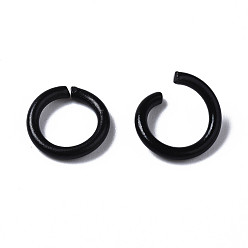 Черный Открытые прыжковые кольца из окрашенного распылением железа, чёрные, 18 датчик, 10.5x1 мм, внутренний диаметр: 8 мм, Около 3850 шт / 1000 г