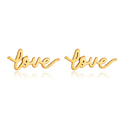 Doré  Saint-Valentin 304 Boucles d'oreilles puces en acier inoxydable, mot d'amour, or, 8x19.8mm