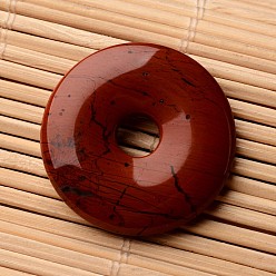 Red Jasper Donut/Pi Disc Natural Red Jasper Pendants, 30x4~5mm, Hole: 6mm