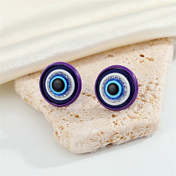 purple eyes Vintage Devil Eye Stud Earrings with Colorful Turkish Evil Eye Design