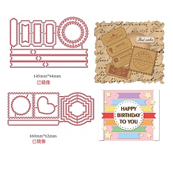 Mixed Patterns 2Pcs 2 Styles Carbon Steel Cutting Dies Stencils, for DIY Scrapbooking, Photo Album, Decorative Embossing Paper Card, Stainless Steel Color, Label & Stamp, Mixed Patterns, 6.2~9.4x14.5~16x0.08cm, 1pc/style