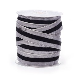 Dark Gray Polyester Ribbon, Single Face Velvet Ribbon, Binary Colour, Striped Pattern, Dark Gray, 3/4 inch(19mm), about 25yards/roll(22.86m/roll)