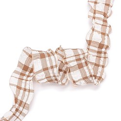 Camel 20 Yards Polyester Ruffled Ribbon, Pleated Tartan Ribbon for Wedding, Gift, Party Decoration, Camel, 1-1/2 inch(38mm), about 20.00 Yards(18.29m)/Roll