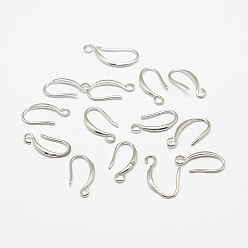 925 Sterling Silver Plated Brass Earring Hooks, with Horizontal Loop, Long-Lasting Plated, 925 Sterling Silver Plated, Silver, 21x9x1.5mm, Hole: 2mm, 21 Gauge, Pin: 0.7x0.8mm