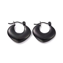 Черный Цвет Металла 304 массивные серьги-кольца в виде ромбов из нержавеющей стали для женщин, металлический черный , 19x19.5x4 мм, штифты : 0.8 мм