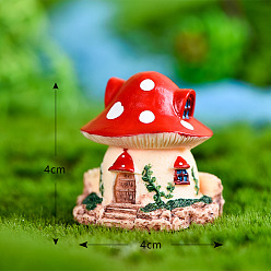 Red Resin Miniature Mini Mushroom House, Home Micro Landscape Decorations, for Fairy Garden Dollhouse Accessories Pretending Prop Decorations, Red, 40x40mm