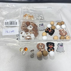 (52) Непрозрачная лаванда 61 шт. наборы для самостоятельного изготовления бусин и фурнитуры, включая силиконовые, акриловые и железные стразы, а также ткани из сплавов и европейские бусины., разноцветные, 15 мм