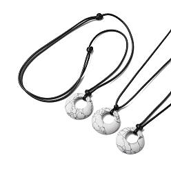 Говлит Кольцо синтетический хаулит подвеска черный вощеный шнур регулируемые ожерелья, 14.96~29.53 дюйм (38~75 см)