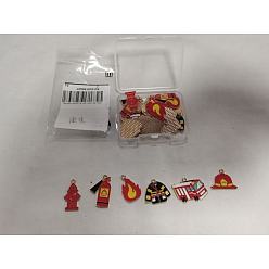 Mixed Shapes 30шт. 6 стили подвески из эмалированного сплава на тему пожаротушения, золотой свет, разнообразные, 17.5~24.5x14.5~29.5x1.5 мм, отверстие : 2 мм, 5 шт / стиль