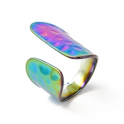 Rainbow Color Ионное покрытие (ip) 304 плоская открытая манжета из нержавеющей стали для женщин, Радуга цветов, американский размер 6 (16.5 мм)