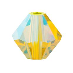 80310 20000 Citrine AB 2x Хрустальные бусины preciosa®, чешский хрусталь, биконус(451 69 302 рондель), 80310 20000 цитрин ab 2x, 4 мм, отверстие : 0.8 мм