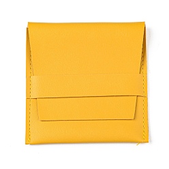 Gold Square PU Leather Jewelry Flip Pouches, for Earrings, Bracelets, Necklaces Packaging, Gold, 8x8cm