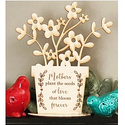 Flower Wooden DIY Painting Display Decorations, Mother's Day Gift Sculpture for Home Desktop Ornament, Flower, 150x120mm