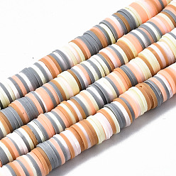 Silver Handmade Polymer Clay Beads Strands, for DIY Jewelry Crafts Supplies, Heishi Beads, Disc/Flat Round, Silver, 8x0.5~1mm, Hole: 2mm, about 350~387pcs/strand, 15.75 inch~16.14 inch(40~41cm)