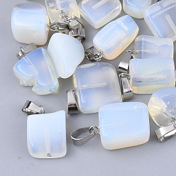 Opalite Opalite Pendants, with Stainless Steel Snap On Bails, Nuggets, 15~35x10~20x5~15mm, Hole: 3x7.5mm
