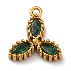 Темно-Зеленый Ионное покрытие (IP) 304 подвески из циркония из нержавеющей стали, реальный 18 k позолоченный, темно-зеленый, 11.5x10.5x2.5 мм, отверстие : 1.2 мм