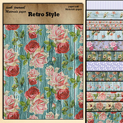 Mixed Color 12pcs Flower Scrapbook Paper, Collage Creative Journal Decoration Backgroud Sheets, Mixed Color, 145x210mm, 12pcs/set