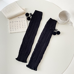 Black Polyacrylonitrile Fiber Yarn Leg Warmers, Kawaii Long Boots Leg Covers for Women, Black, 400~420mm