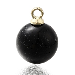 Черный Подвески из АБС-пластика с жемчугом, круглые, с петлей из легкого золотого сплава, чёрные, 13.5x10 мм, отверстие : 1.6 мм