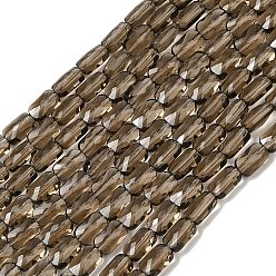 Коричневый Прозрачные стеклянные бусины, прямоугольные, граненые, кофе, 7x4.5x3.5 мм, отверстие : 0.9 мм, около 79~80 шт / нитка, 21.65''~22.24'' (55~56.5 см)