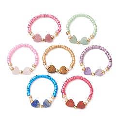 (52) Непрозрачная лаванда 7Колеса для пальцев из стекла и бусин с драгоценными камнями для пары, сердце, разноцветные, 20 мм
