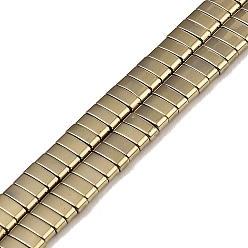 Light Gold Plated Electroplated Non-magnetic Synthetic Hematite Beads Strands, Rectangle, 2-Hole, Light Gold Plated, 5x2x2mm, Hole: 0.8mm, about 193pcs/strand, 8.27 inch(21cm)