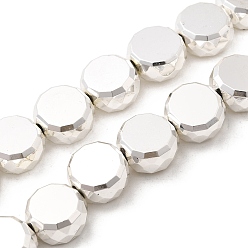 с Покрытием Серебра Стеклянные бусины с гальваническим покрытием , барабан, граненые, со серебряным покрытием, 10x5 мм, отверстие : 1 мм, около 43 шт / нитка, 15.75~16.14'' (40~41 см)