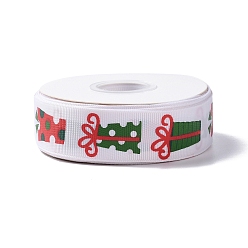 Colorful 25 Yards Christmas Theme Printed Polyester Grosgrain Ribbon, for DIY Jewelry Making, Flat, Colorful, 1- inch(25.5mm)