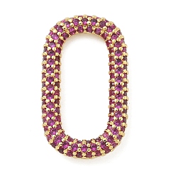 Орхидея Стойка покрытие латунь микропаве кубический цирконий овальные соединительные кольца, долговечный, без свинца и без кадмия, реальный 18 k позолоченный, сиреневые, 25x14.5x3 мм, внутренний диаметр: 19x8.5 мм