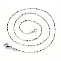 Stainless Steel Color 304 Stainless Steel Coreana Chain Necklace, with Lobster Claw Clasp, Stainless Steel Color, 19.68 inch(50cm)x1.2mm