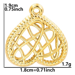 Golden Stainless Steel Pendants, Heart Charm, Golden, 19x18x1.5mm