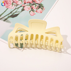 Big Monster Claw - Frosted Milk Yellow Шикарная матовая заколка для волос в форме акулы с бантиком для создания элегантных причесок