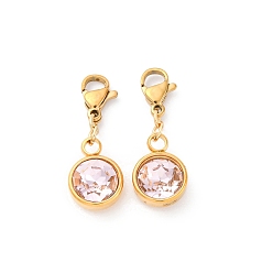 Сочный Персик Ионное покрытие (ip) 304 подвески из нержавеющей стали со стразами, застежка когтя омара, сочный персик, 27 мм