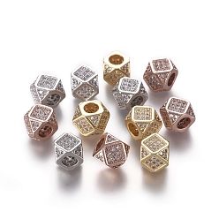 (52) Непрозрачная лаванда Латунные микро проложить кубического циркония бусы, многоугольник, прозрачные, разноцветные, 6.5~7x6.5~7x6.5~7 мм, отверстие : 3 мм, длина диагонали: 9 мм