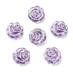 Medium Orchid Plating Transparent Acrylic Beads, Metal Enlaced, Rose, Medium Orchid, 13.5x14x4.5~5mm, Hole: 1.6mm, about 950pcs/500g