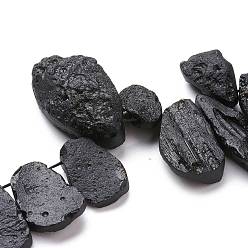 Метеорит Бусины из натурального тектита, грубый необработанный камень, Топ пробуренной, самородки, 18~42x13~25x5~12 мм, отверстие : 0.8 мм, около 34 шт / нитка, 15.94 дюйм (40.5 см)