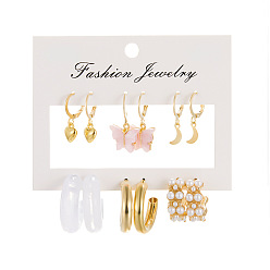 ER22Y0084 Geometric Butterfly Earrings Set for Women - Fashionable Combo Studs and Hoops
