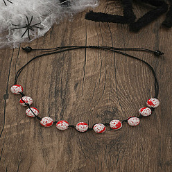 C23--211 A4-F3 Halloween Pumpkin Spider Handmade Beaded Wood Bead Necklace - European and American Style