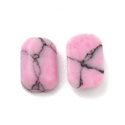 Pink Glass Cabochons, Imitation Turquoise, Rectangle, Pink, 6x4x2mm