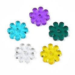 Mixed Color Transparent Acrylic Beads, Flower, Mixed Color, 14.5x14.5x2.5~3mm, Hole: 2mm