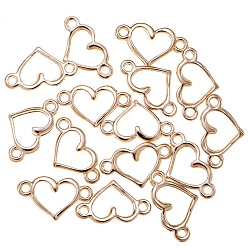 Light Gold Alloy Hollow Connector Charms, Heart, Light Gold, 8x14.5mm, Hole: 1mm