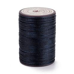 Midnight Blue Round Waxed Polyester Thread String, Micro Macrame Cord, Twisted Cord, for Leather Sewing Stitching, Midnight Blue, 0.8mm, about 54.68 Yards(50m)/Roll