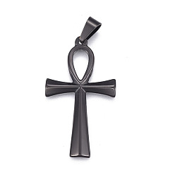 Черный Цвет Металла 304 подвески из нержавеющей стали, крестик, металлический черный , 45x25.5x3 мм, отверстие : 7x4.5 мм