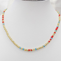 4 Bohemian Style Short Colorful Rice Bead Collarbone Necklace for Women