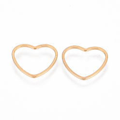 Golden 304 Stainless Steel Linking Ring, Heart, Golden, 18x19.5x1mm