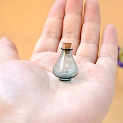 Teal Mini Glass Bottle, with Cork Plug, Wishing Bottle, Teal, 1.9x2.5cm
